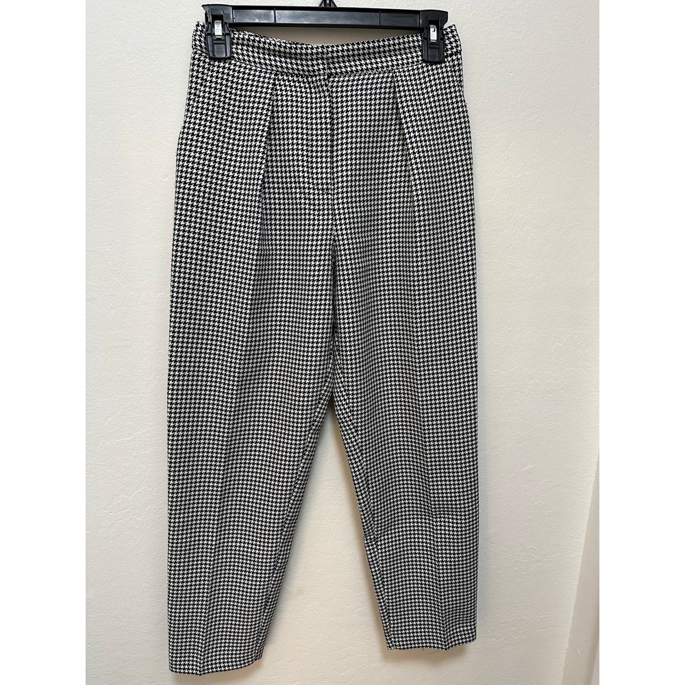 ASOS Houndstooth Pleated‎ Pants Trousers Career High Waist Size US 4 - Picture 3 of 9